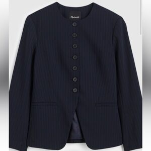 Madewell Black blazer with crew neck and buttons